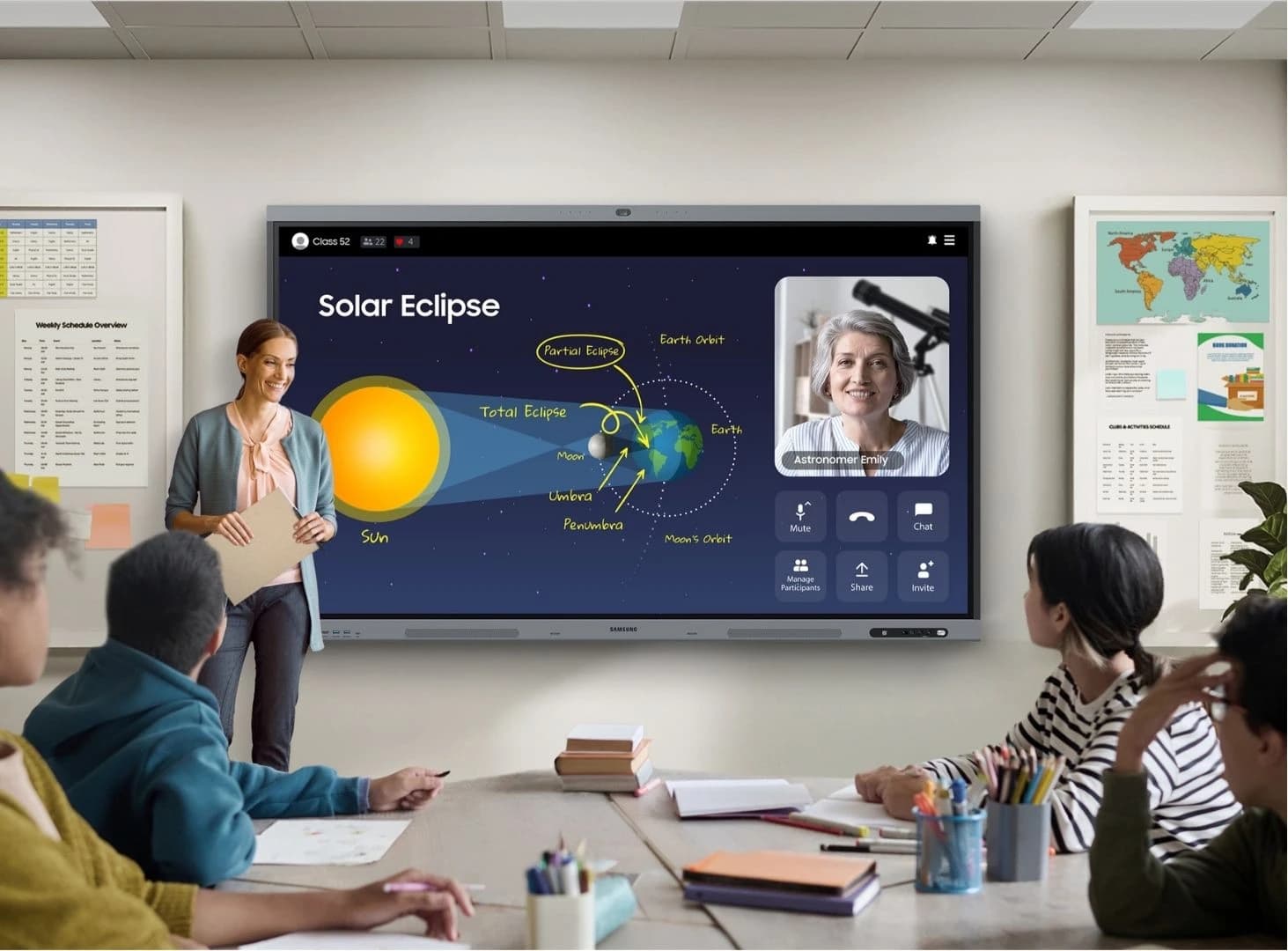 Ambiente educacional moderno equipado com tecnologia